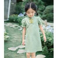 杰里贝比 新中式旗袍夏季童装儿童裙子典雅公主裙女童连衣裙礼服
