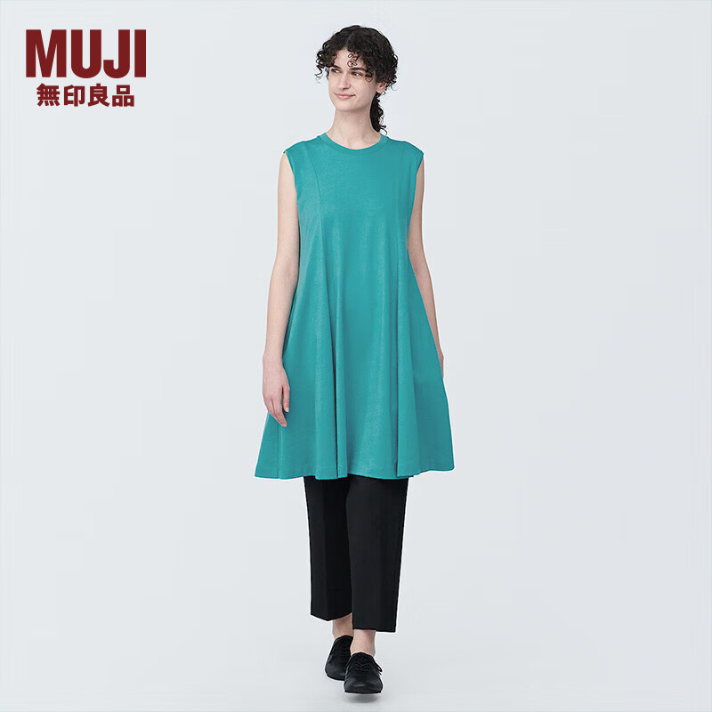 无印良品（MUJI）女式 天竺织 无袖连衣裙 女装裙子夏季 早春BB2POA4S 浅绿色 L （165/88A）
