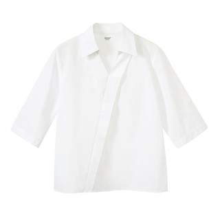 INMAN 茵曼 法式设计感别致白衬衣女2024夏季时尚气质斜门襟短袖衬衫