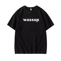 WASSUP 纯棉宽松夏季高街美式潮牌短袖  男女同款