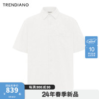 TRENDIANO国风压花短袖衬衫2024年夏季薄款外搭衬衫高级感男 米白 M