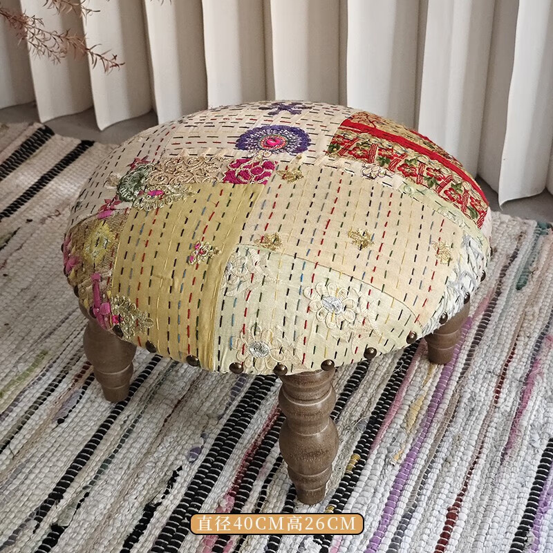 宅极TOP CASA印度矮凳轻奢高级感家用凳子创意小凳子茶几边凳个性软凳 Y02(纯棉孤品)