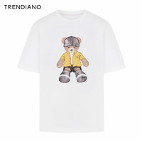 TRENDIANO潮流全棉丝光短袖2024年夏季简约时尚休闲T恤男潮 漂白 S