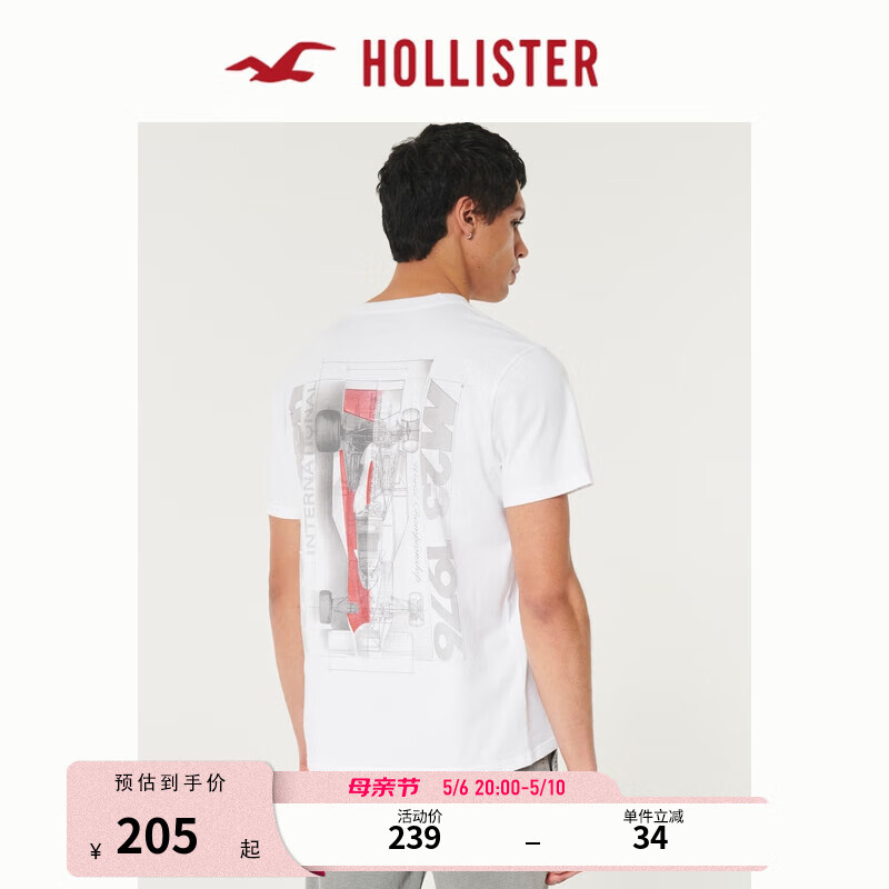HOLLISTER【赛车系列】24春夏迈凯伦短袖T恤男女357649-1 白色 XL (180/116A)