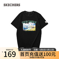 斯凯奇（Skechers）雅钻系列中性针织短袖T恤衫L124U132 碳黑/0018 L