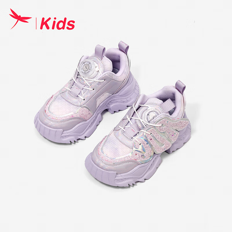 红蜻蜓儿童24春童鞋女童时尚潮流运动鞋中大童休闲跑鞋 紫色 28码 28（内长18.3脚长17.8）