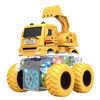 竺古力 兒童發光玩具車挖土機 透明齒輪慣性車