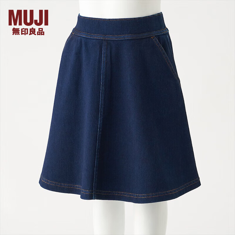 無印良品 MUJI 無印良品  大童 活动自如 牛仔 裙子 半身裙 儿童童装  CBO98A0S 海军蓝 110
