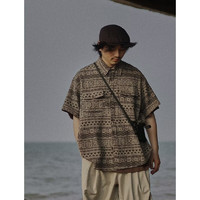 摩男志 港风复古文艺衬衫男夏季宽松小众设计感趣味