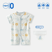 aqpa 嬰兒純棉連體衣嬰幼兒爬服夏季新生寶寶衣服薄款哈衣 星際之旅-藍調 80cm