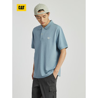 CAT卡特24夏男户外COOLMAX凉感UPF40+短袖T恤翻领POLO 淡蓝色 L
