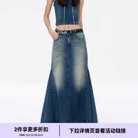 RE'VAN REVAN芮范2024春季設計師款復古包臀魚尾牛仔裙RM11507226 藍色 M/38