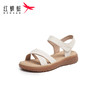 紅蜻蜓 2024夏季軟底防滑舒適媽媽涼鞋中老年鞋 WJK24843米白色36