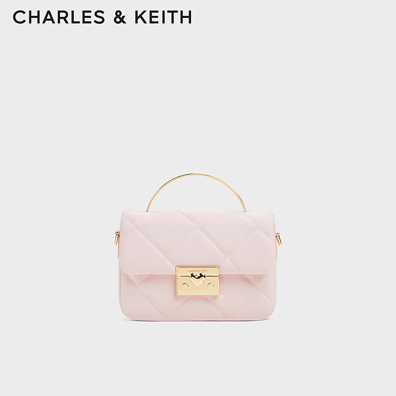 CHARLES&KEITH【520礼盒】三色菱格礼盒爱心扣小方包包女包CK17-50671661 粉红色Pink S