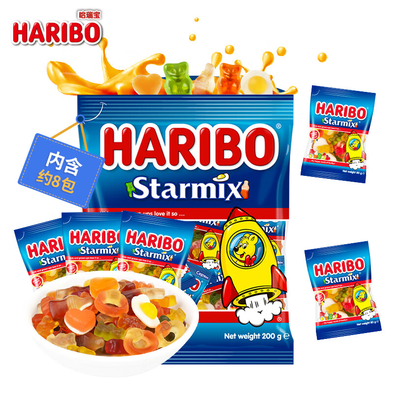 哈瑞宝（Haribo）土耳其水果软糖儿童果汁橡皮糖软糖星满贯口味200g 【星心满贯】200g