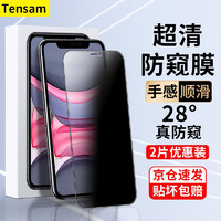 Tensam 適用蘋果11/XR防窺鋼化膜全屏貼合手機膜防爆覆蓋保護貼膜 蘋果11/XR2片