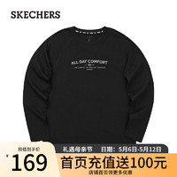 斯凯奇（Skechers）2024年春季男简约百搭针织长袖休闲T恤L124M031 碳黑/0018 5XL