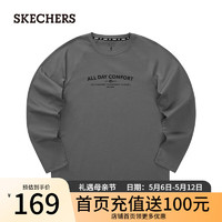斯凯奇（Skechers）2024年春季男简约百搭针织长袖休闲T恤L124M031 垩灰色/040R S