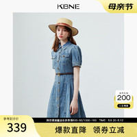 KBNE牛仔连衣裙女小众设计2024夏季法式小个子收腰显瘦A字裙 湖蓝色 M