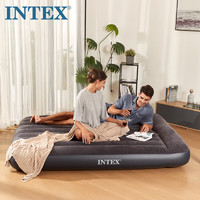 INTEX 充氣床墊帶枕頭加高氣墊床雙人加大戶外露營空氣床打地鋪臨時床 大雙人203*152*25CM 配家用電動充氣泵