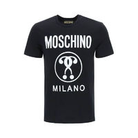moschino莫斯奇诺春夏圆领短袖T恤男装黑色撞色图案印花时尚舒适48