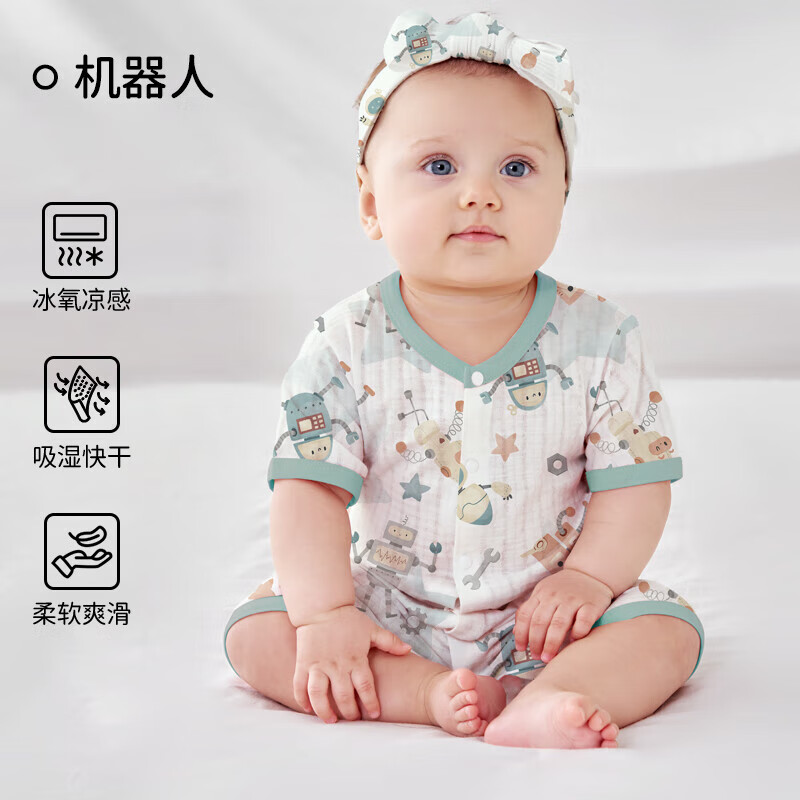 欧孕（OUYUN）婴儿连体衣夏季婴幼儿衣服男女宝宝薄款短袖哈衣爬服