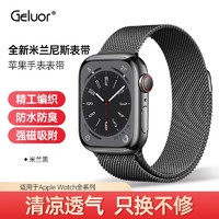 Geluor 歌羅瑞 適用蘋果手表表帶apple watch米蘭尼斯iwatch表帶蘋果鋼表帶配件 米蘭黑