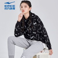 百億補貼：ERKE 鴻星爾克 電池熊貓丨鴻星爾克秋季女士休閑上衣滿印寬松連帽衛衣女時尚