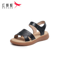 红蜻蜓凉鞋2024夏季舒适软底防滑中老年凉鞋 WJK24842黑色40