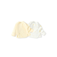巴拉巴拉宝宝打底衫新生婴儿长袖t恤男女童内着上衣半背衣两件装 白黄色调00313 73cm