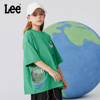 Lee童装儿童短袖T恤2024夏季运动上衣男女童休闲百搭打底衫 绿色 120cm
