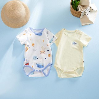 婴爱前线 婴儿夏季短袖连体衣男女宝宝肩开扣薄款连体服