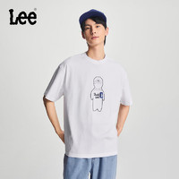 Lee24春夏舒适圆领印花男女同款短袖T恤LUT0077323RX 白色（尺码偏大，拍小一码） XL