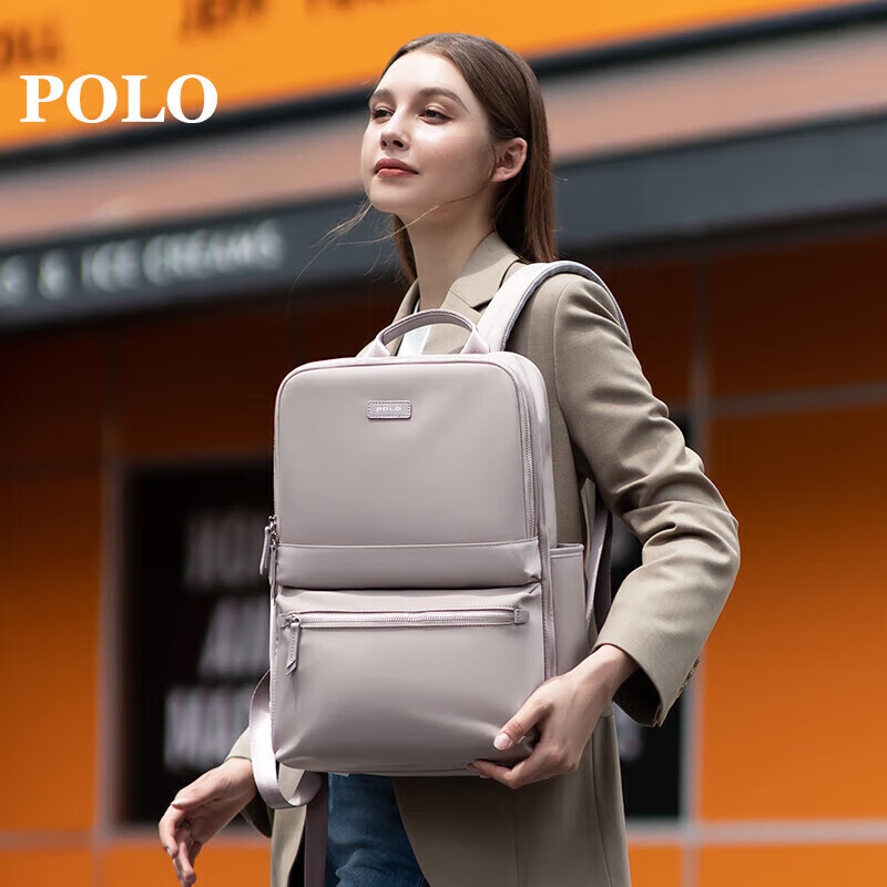 POLO双肩包女士背包电脑包15.6英寸笔记本书包学生大容量旅行商务出差