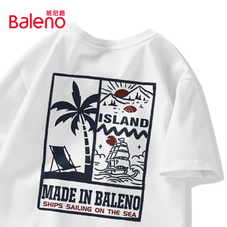 Baleno 班尼路 短袖t恤男夏季青少年ins美式潮牌宽松半袖汗衫男士休闲上衣五分袖