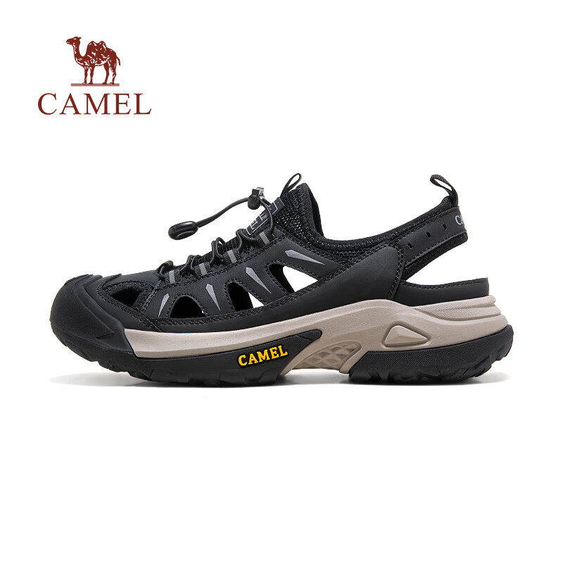 骆驼（CAMEL）2024夏季户外凉鞋透气软弹舒适免系徒步休闲鞋 G14M342616 黑色男 38