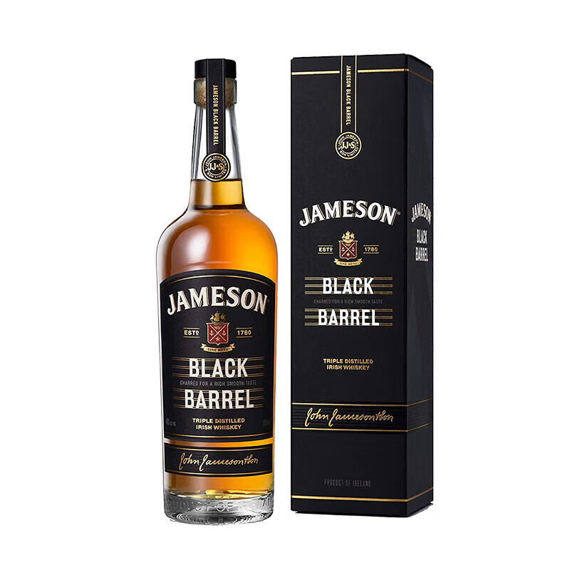 尊美醇（Jameson）爱尔兰威士忌 调和型 洋酒 原瓶 1000ml 尊美醇黑桶 750mL 1瓶