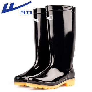 WARRIOR 回力 雨鞋男女款时尚雨靴户外防水鞋不易滑耐磨胶鞋6807黑色高筒37