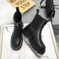 Agsdon 奧古獅登 馬丁靴女2023新款短靴中筒英倫風厚底黑色春秋單靴瘦瘦靴