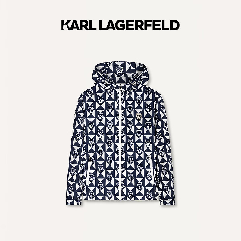 Karl Lagerfeld卡尔拉格斐轻奢老佛爷男装 2024夏款连帽潮流薄夹克外套 藏青 54