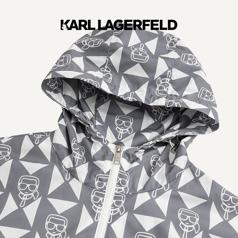 Karl Lagerfeld卡尔拉格斐轻奢老佛爷男装 2024夏款连帽潮流薄夹克外套 灰色 46