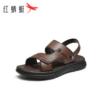 红蜻蜓沙滩鞋2024夏季舒适软底防滑透气老人凉鞋 WTT24124棕色41