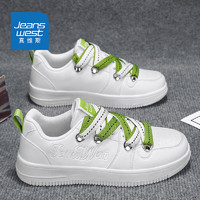 真维斯（Jeanswest）鞋子男鞋春夏季2024韩版休闲板鞋男潮运动鞋男士小白鞋 白绿色 44