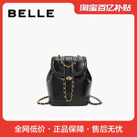 BeLLE 百麗 女包包雙肩包商場同款小香風鏈條包出游包黑色背包X6803CX3