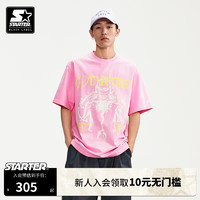 STARTER美式短袖夏季纯棉T恤装半袖休闲运动上衣跑步宽松上衣 粉色 S 165/84A