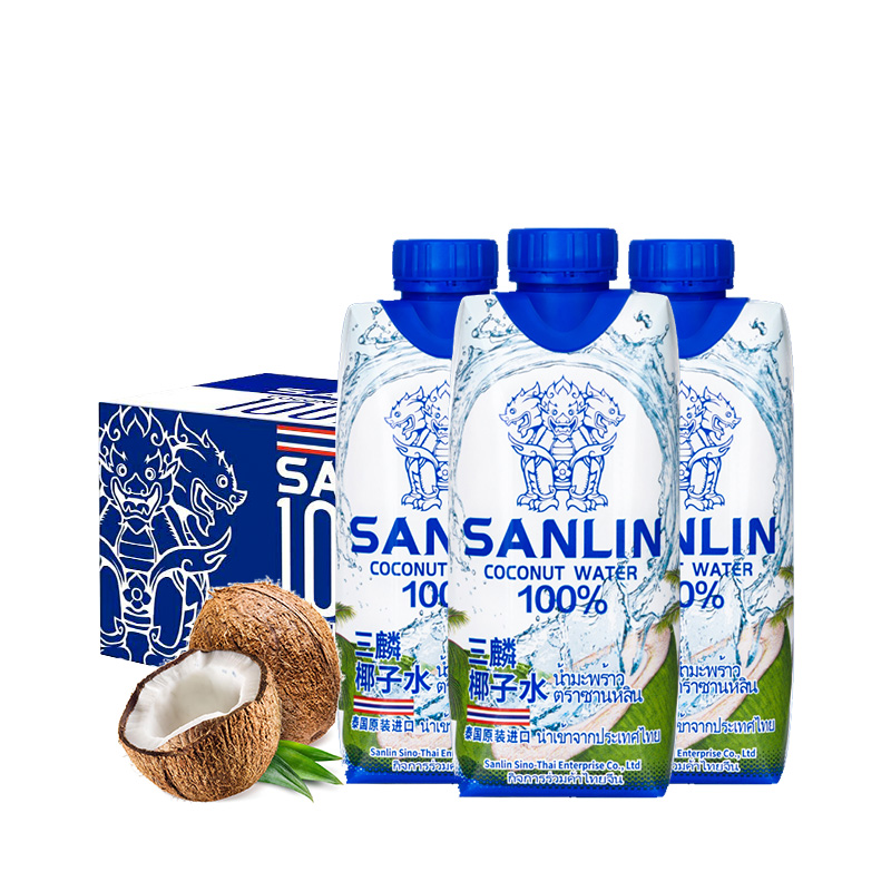 【详情页入群拼团】泰国sanlin三麟100%纯椰子水12瓶整箱装