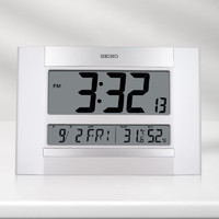 SEIKO 精工 日本精工免打孔時鐘簡約可掛立桌面臺鐘日歷溫濕度計臥室電子鐘