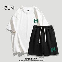 抖音超值購：品牌GLM夏青少年休閑運動套裝短袖T恤松緊短褲兩件套男潮