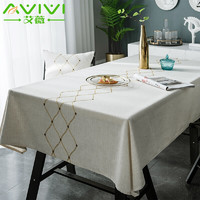 AVIVI 艾薇 桌布布藝棉麻防水餐桌布會議茶幾臺布長方形蓋布140*180流金歲月