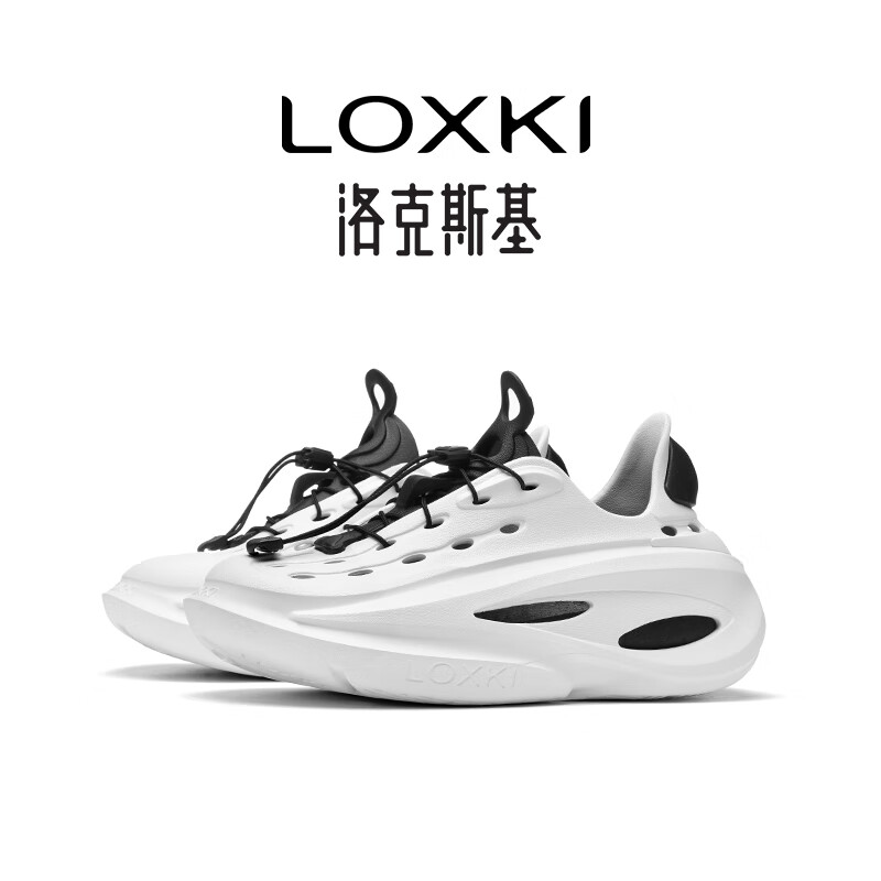 LOXKI（洛克斯基）Alpha洞洞鞋户外运动凉鞋沙滩鞋款 男女同款 黑白 40 【正码正拍】